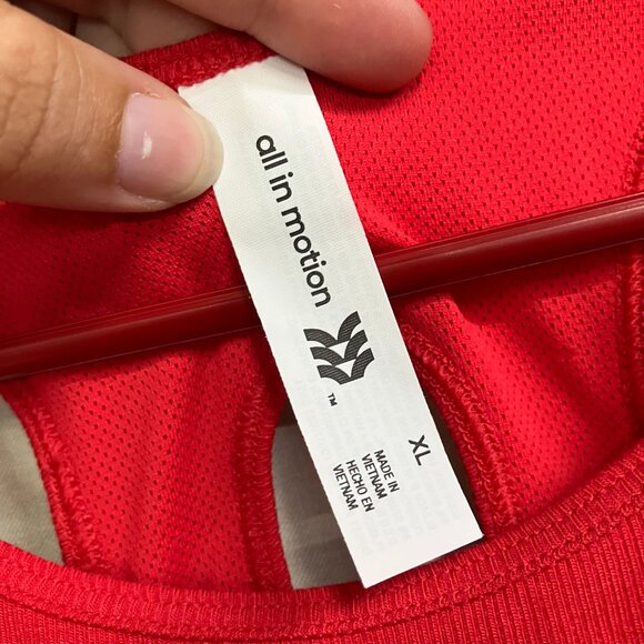 All In Motion Women's XL Red Rib High Neck Racerback Cropped Tank Top Slim Fit - Picture 5 of 13